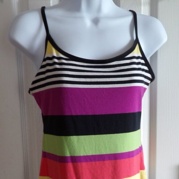 Planet Gold Tops - Planet Gold Speghetti Strap Multicolor Striped Top